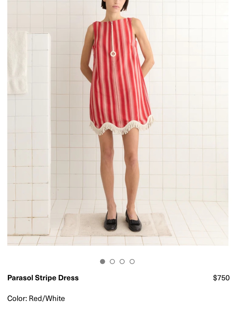 Red Striped Fringe Hem Shift Dress - Picture 2 of 16